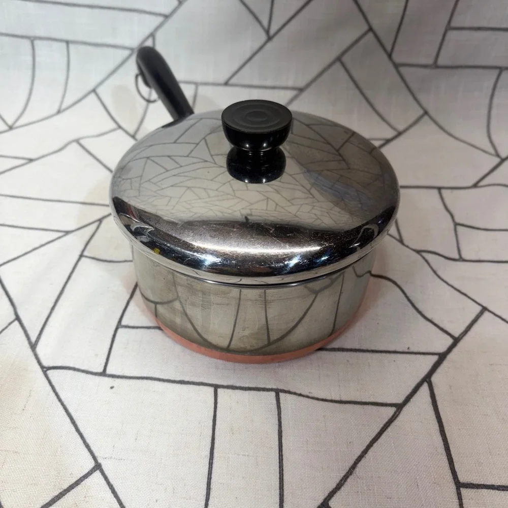 Revere Ware Saucepan 2 Quart Silver Copper Clad Bottom Vintage Stainless Steel